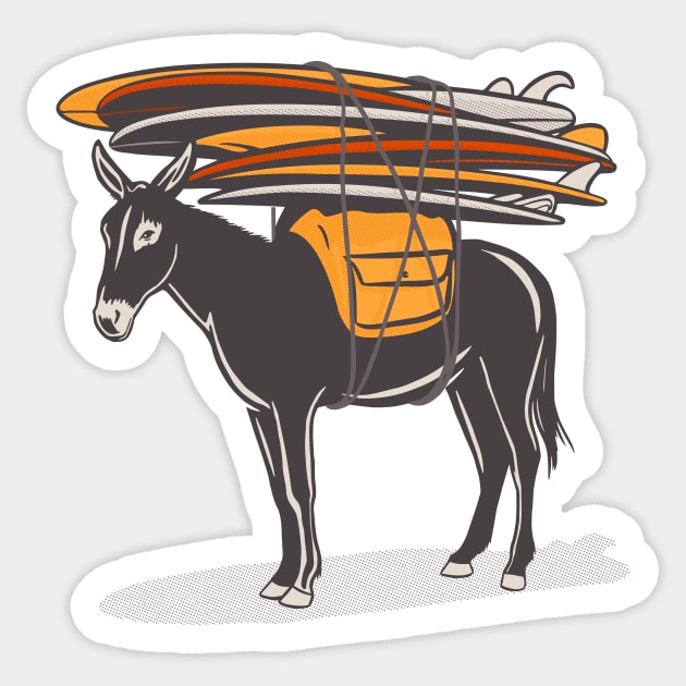 SURF DONKEY Sticker by OldSkoolDesign